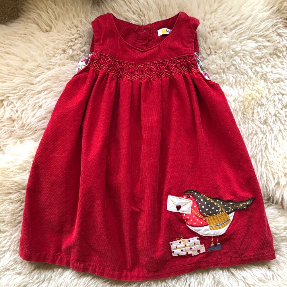 Baby Boden Fairytale Appliqué dress in Red Robin